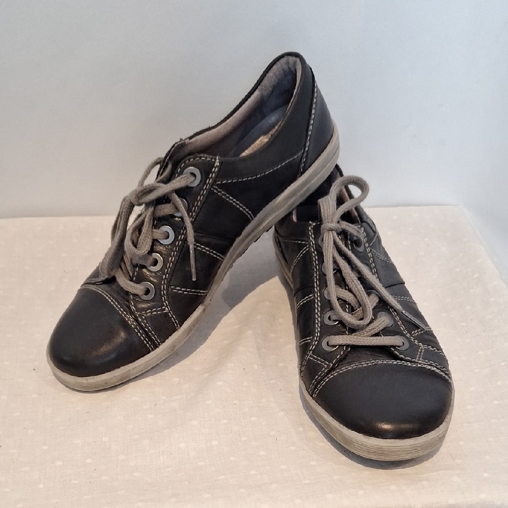 Josef Seibel Charcoal Gray Leather Shoes Size EU 38 US 7.5